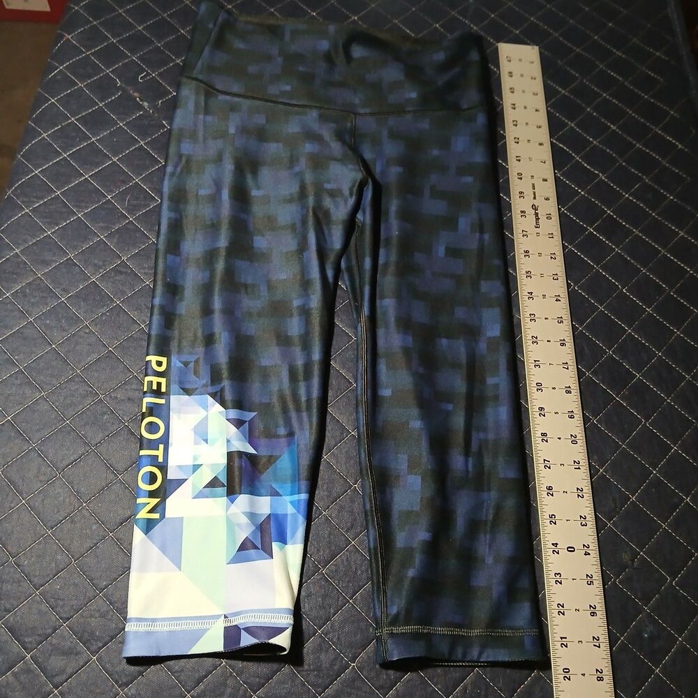 WITH Wear It To Heart X Peloton Blue Printed Leggings Sz Small VGUC